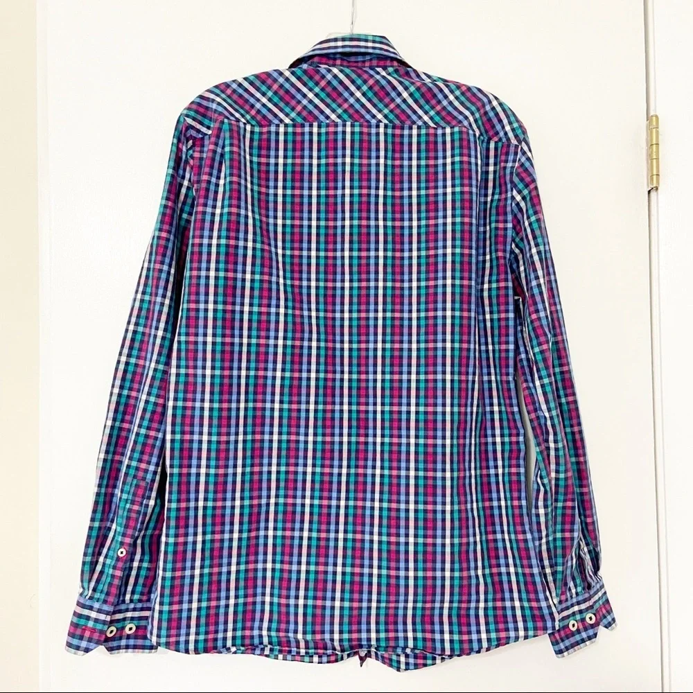 Thomas Pink Casual Multicolored Check Gingham Button Down Shirt Size Small S - Picture 5 of 6
